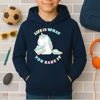Life Is What You Bake It Unicorn Kids Hoodie thumb 2
