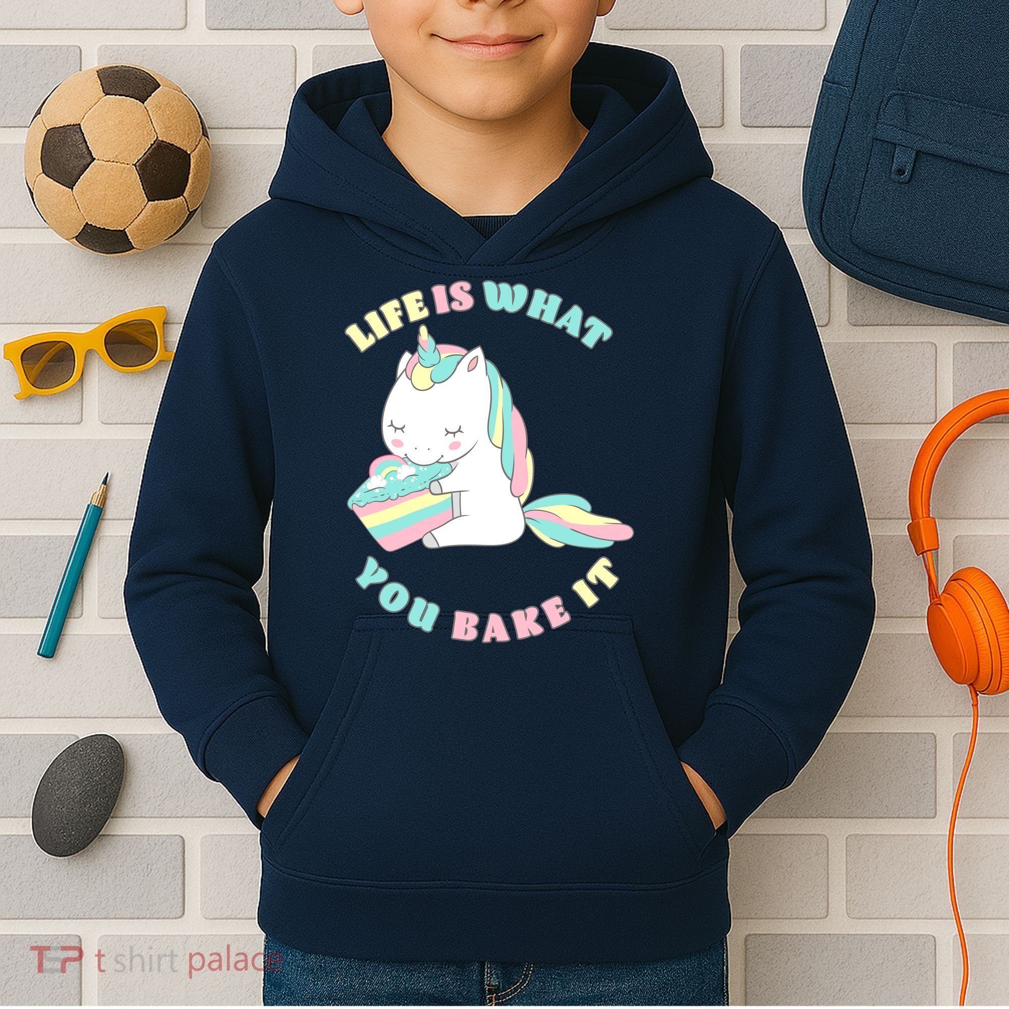 Life Is What You Bake It Unicorn Kids Hoodie