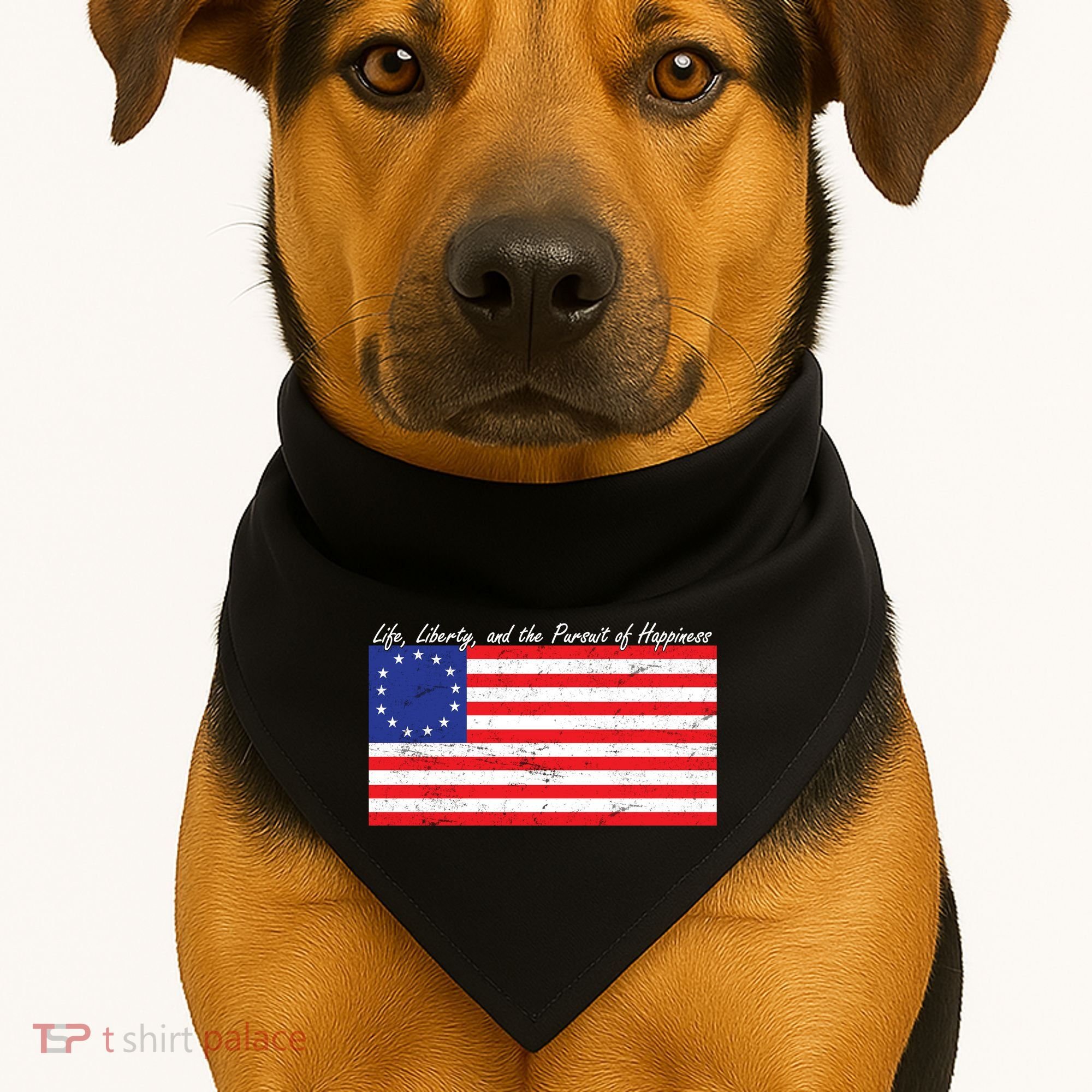 Life Liberty And The Pursuit Of Happiness Flag USA-Made Doggie Bandana