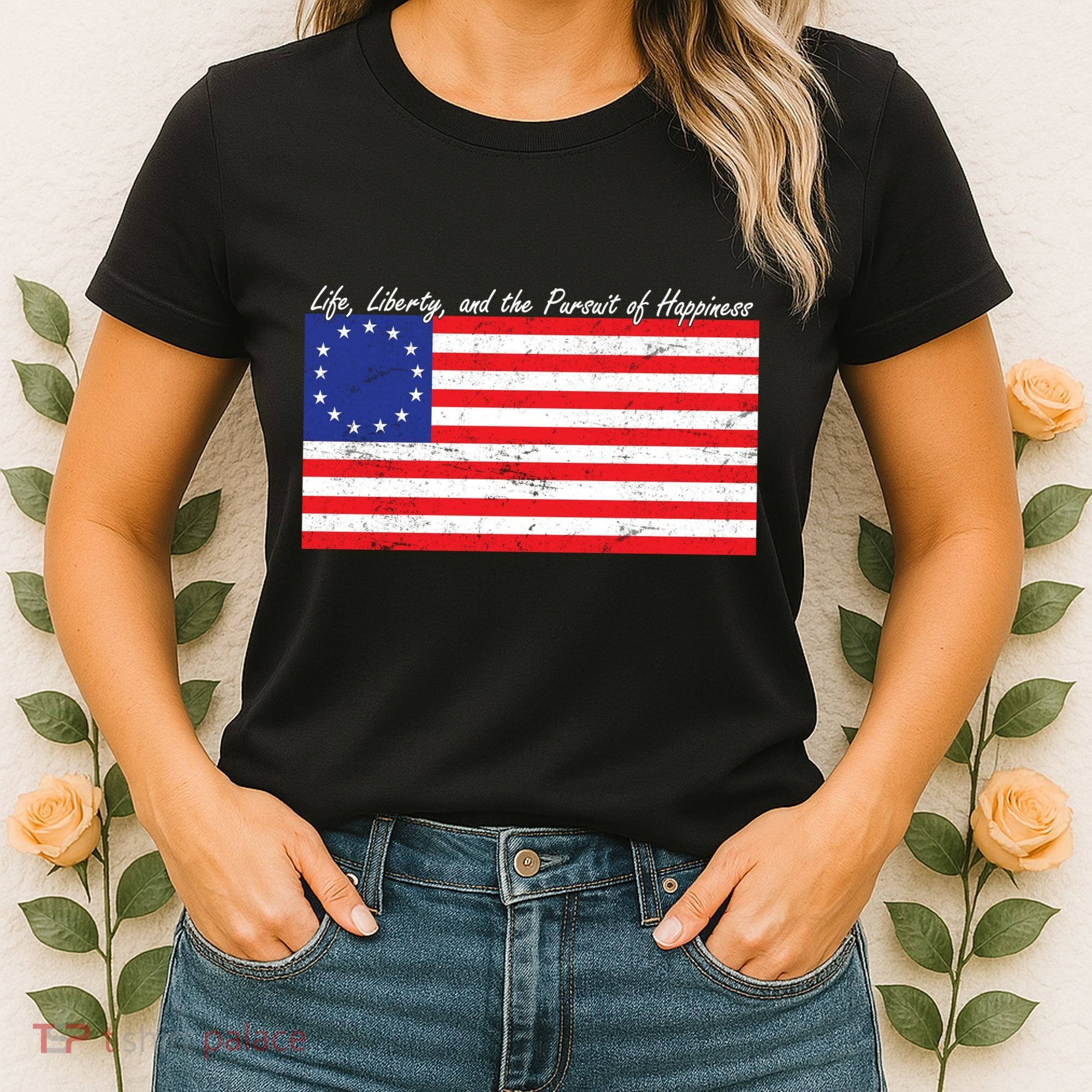 Life Liberty And The Pursuit Of Happiness Flag Women's T-Shirt