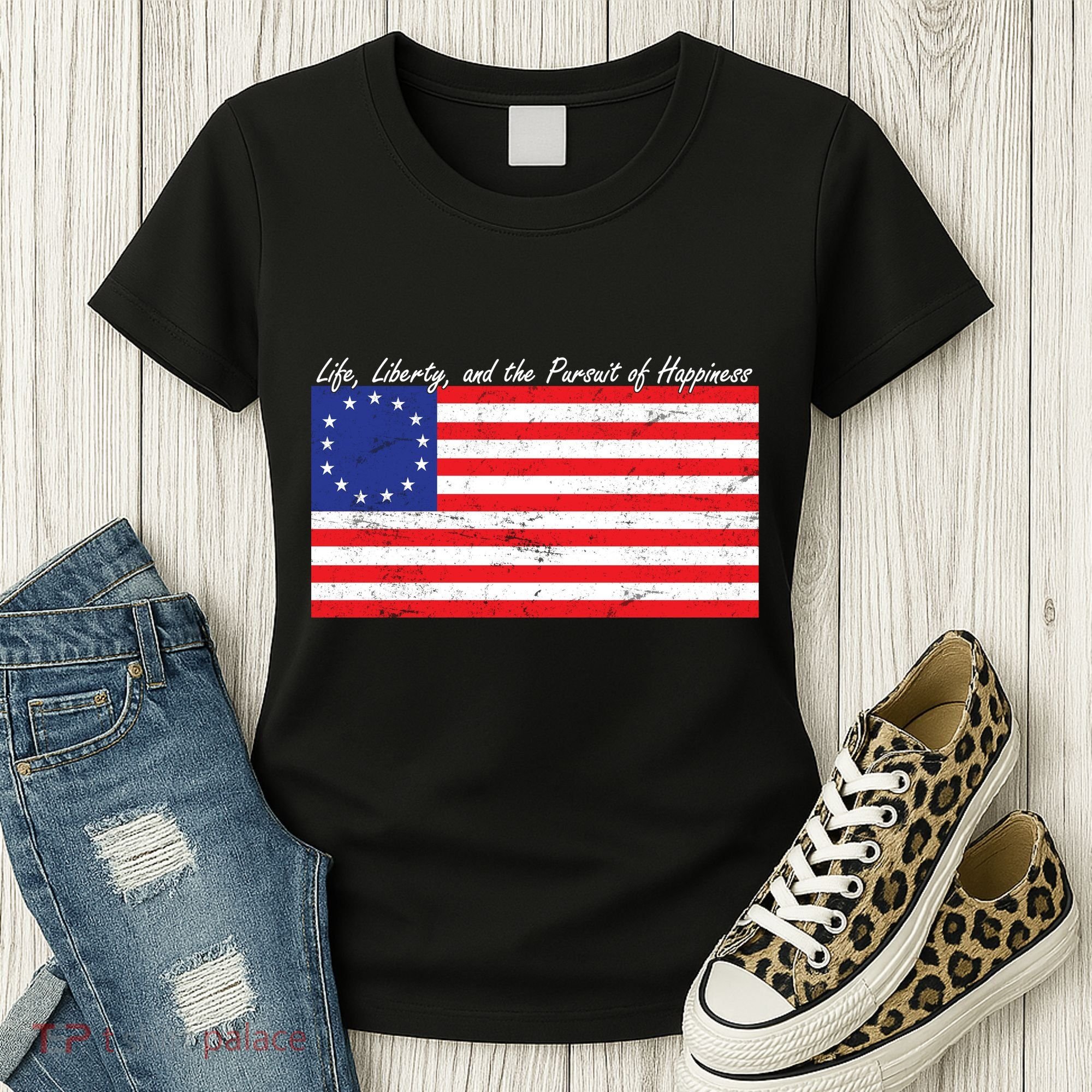 Life Liberty And The Pursuit Of Happiness Flag Women's T-Shirt