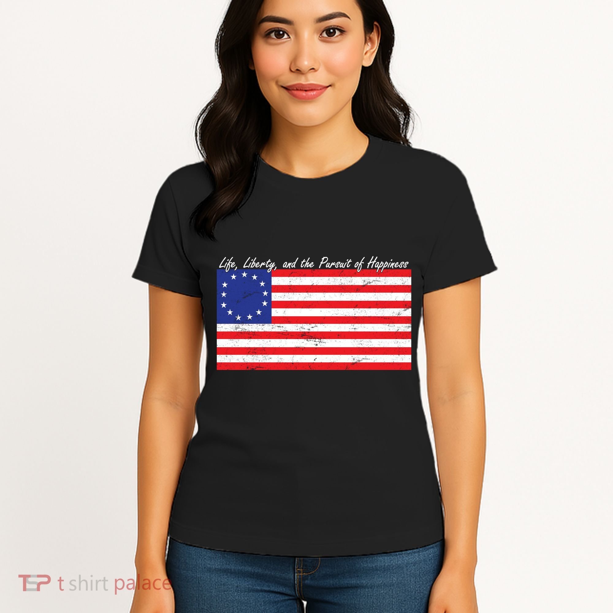 Life Liberty And The Pursuit Of Happiness Flag Women's T-Shirt