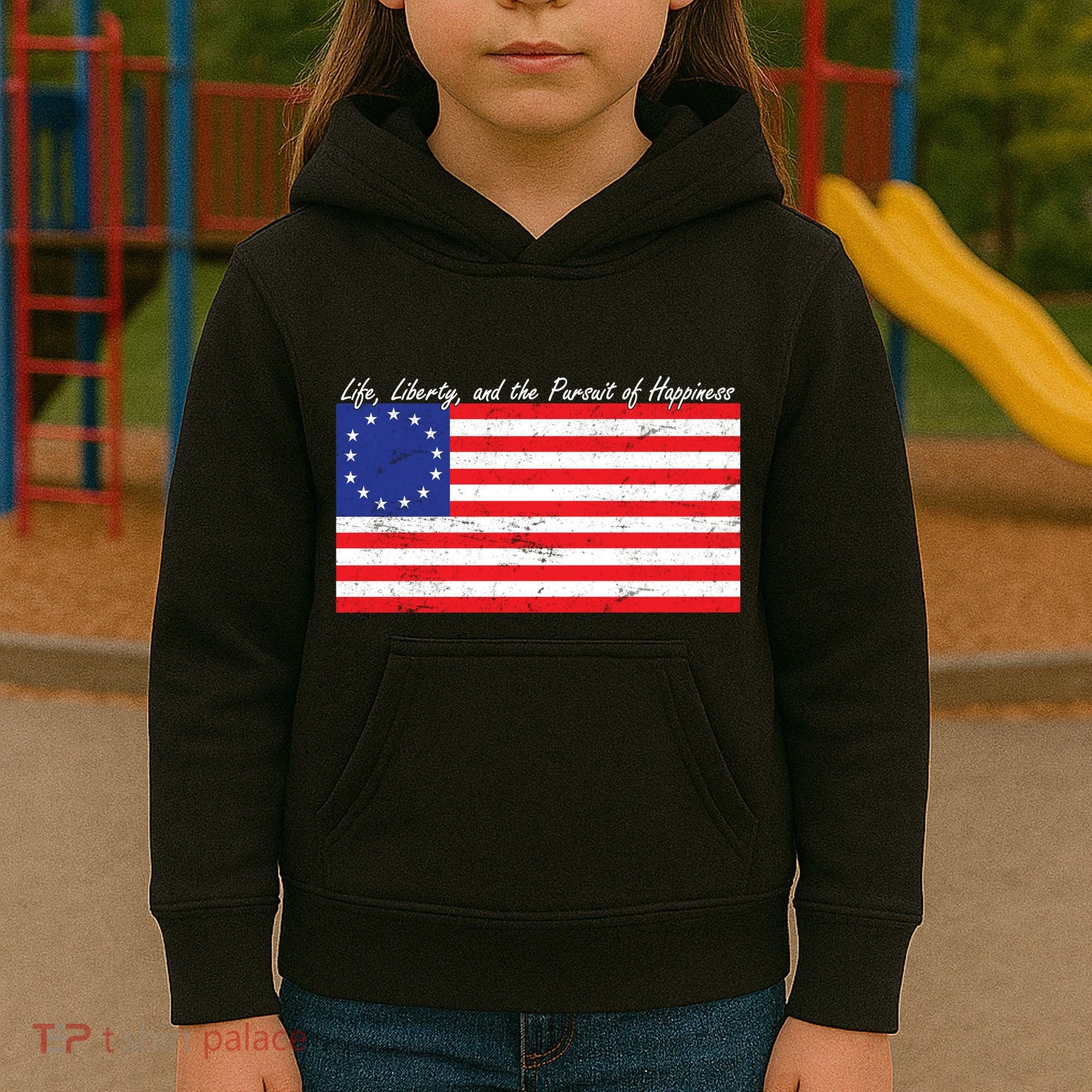 Life Liberty And The Pursuit Of Happiness Flag Kids Hoodie