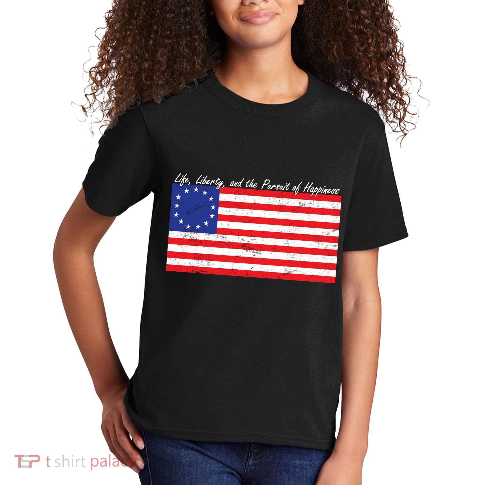 Life Liberty And The Pursuit Of Happiness Flag Kids T-Shirt
