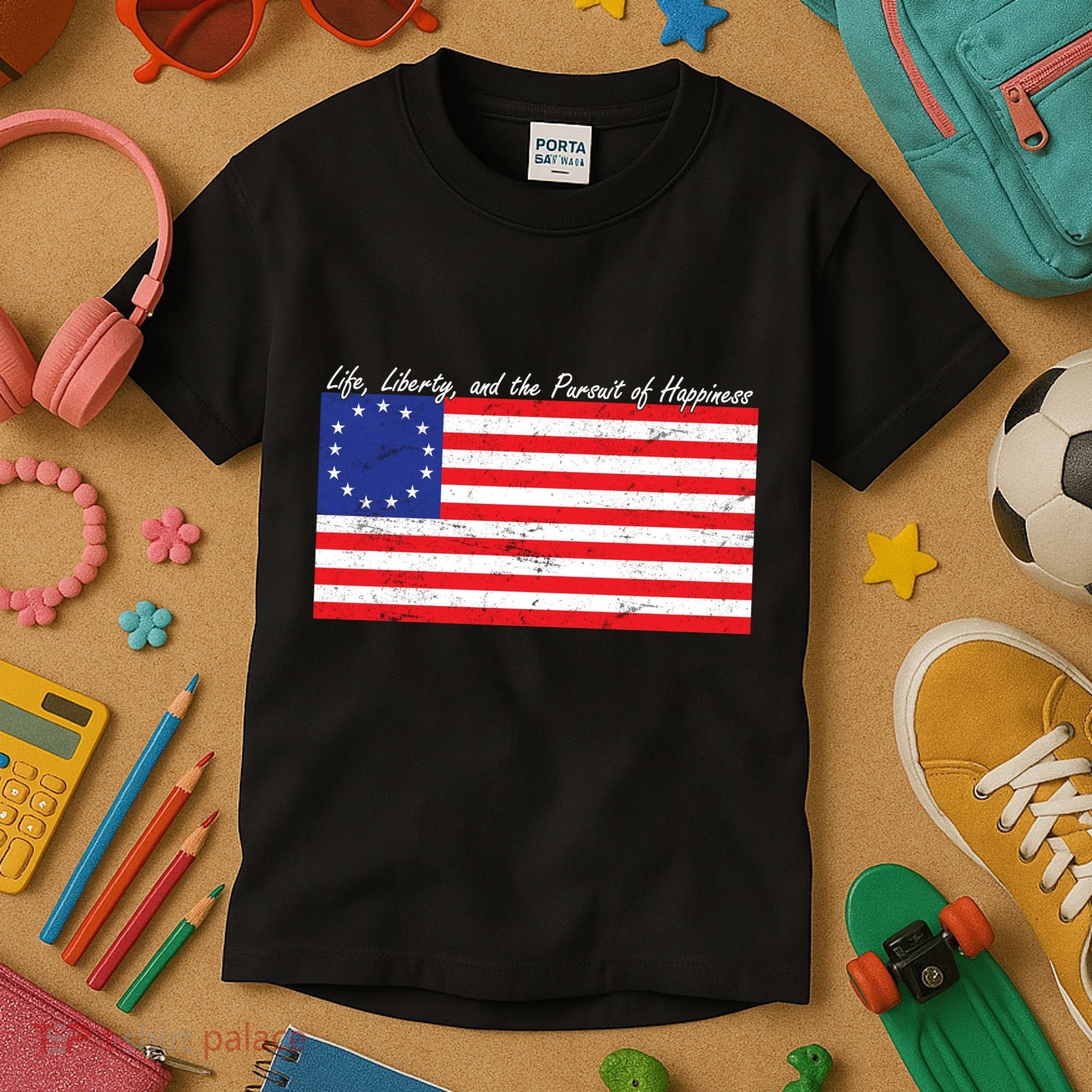Life Liberty And The Pursuit Of Happiness Flag Kids T-Shirt