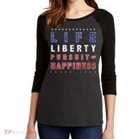 Life Liberty Pursuit Of Happiness Women's Tri-Blend 3/4-Sleeve Raglan Shirt thumb 2