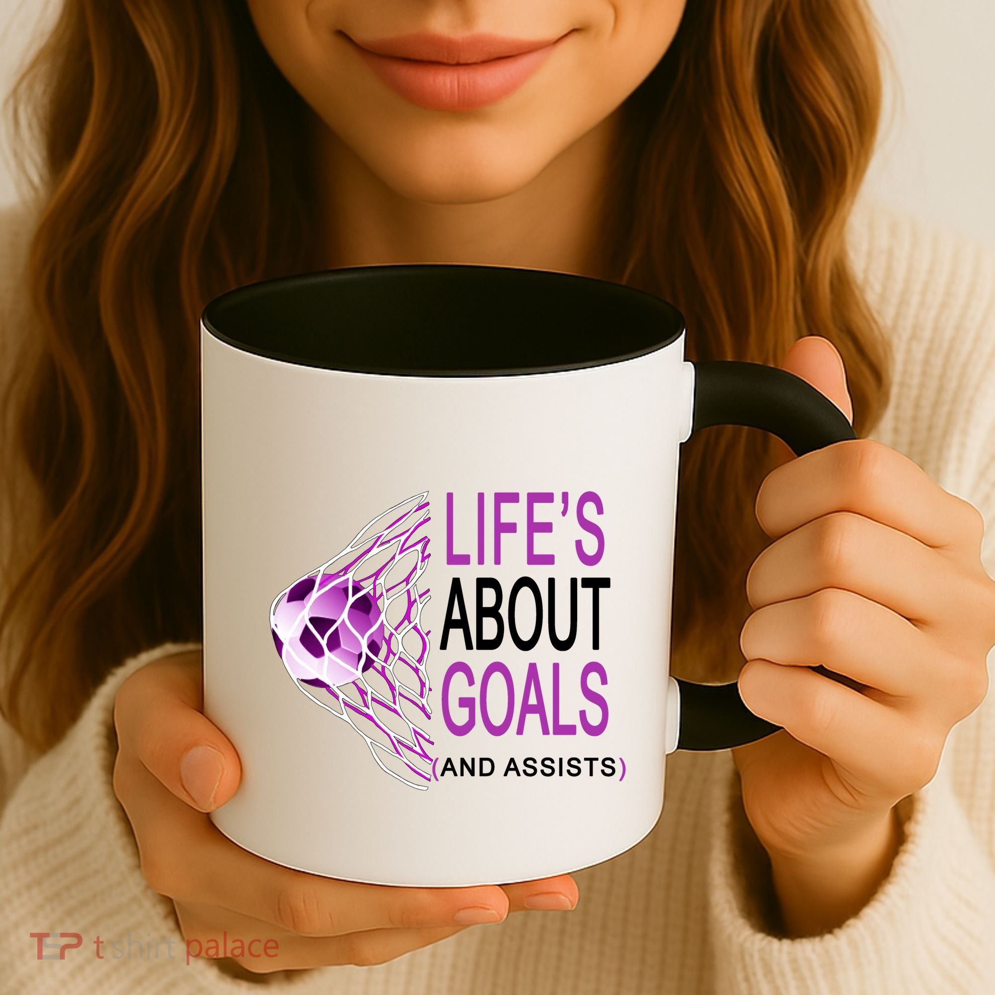 Life's About Goals And Assist Soccer Quote Coffee Mug