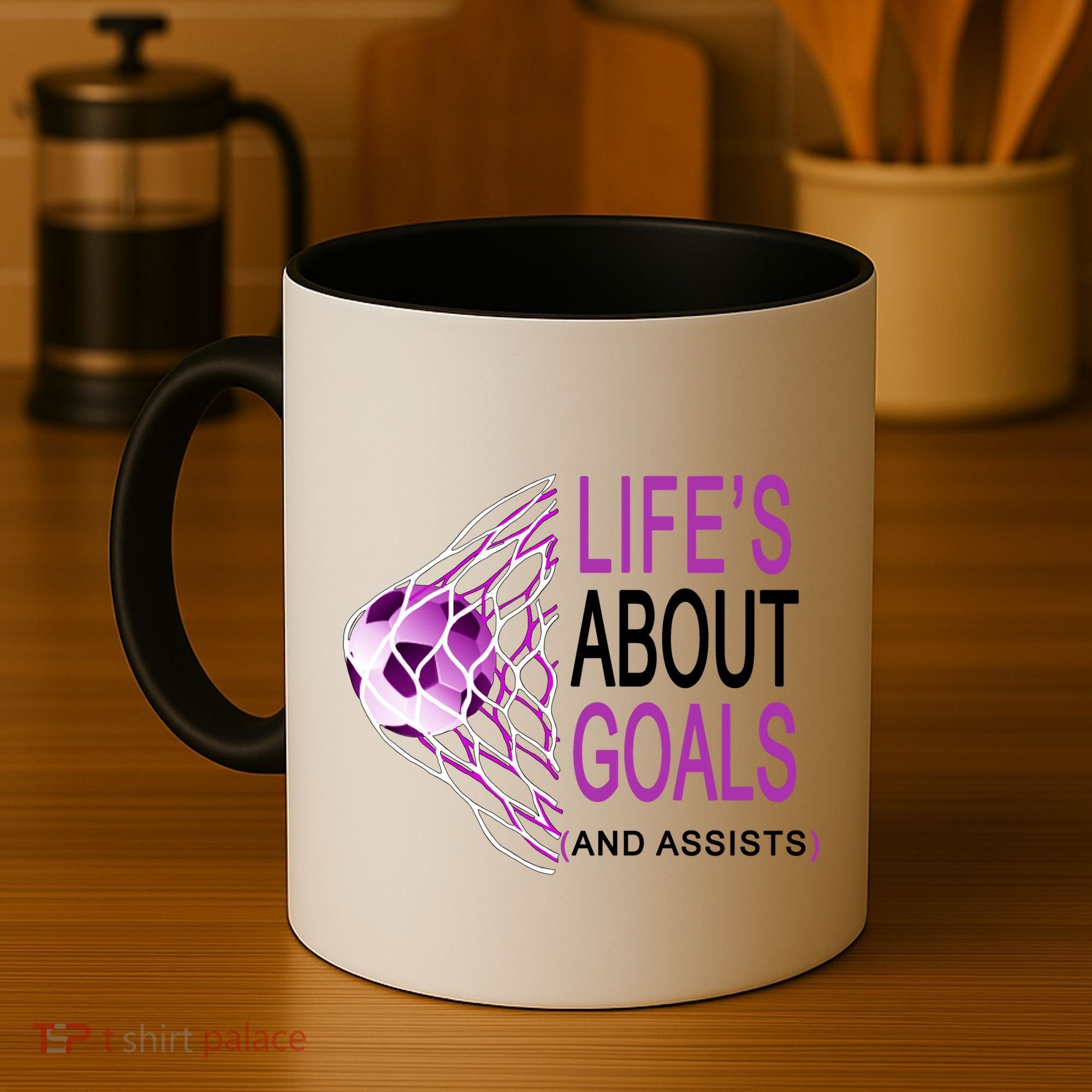Life's About Goals And Assist Soccer Quote Coffee Mug