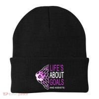 Life's About Goals And Assist Soccer Quote Beanie thumb 0
