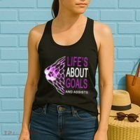 Life's About Goals And Assist Soccer Quote Women's Tank Top thumb 2