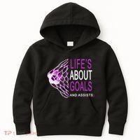 Life's About Goals And Assist Soccer Quote Kids Hoodie thumb 0