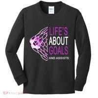 Life's About Goals And Assist Soccer Quote Kids Long Sleeve Shirt thumb 0