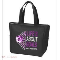 Life's About Goals And Assist Soccer Quote Tote Bag thumb 3