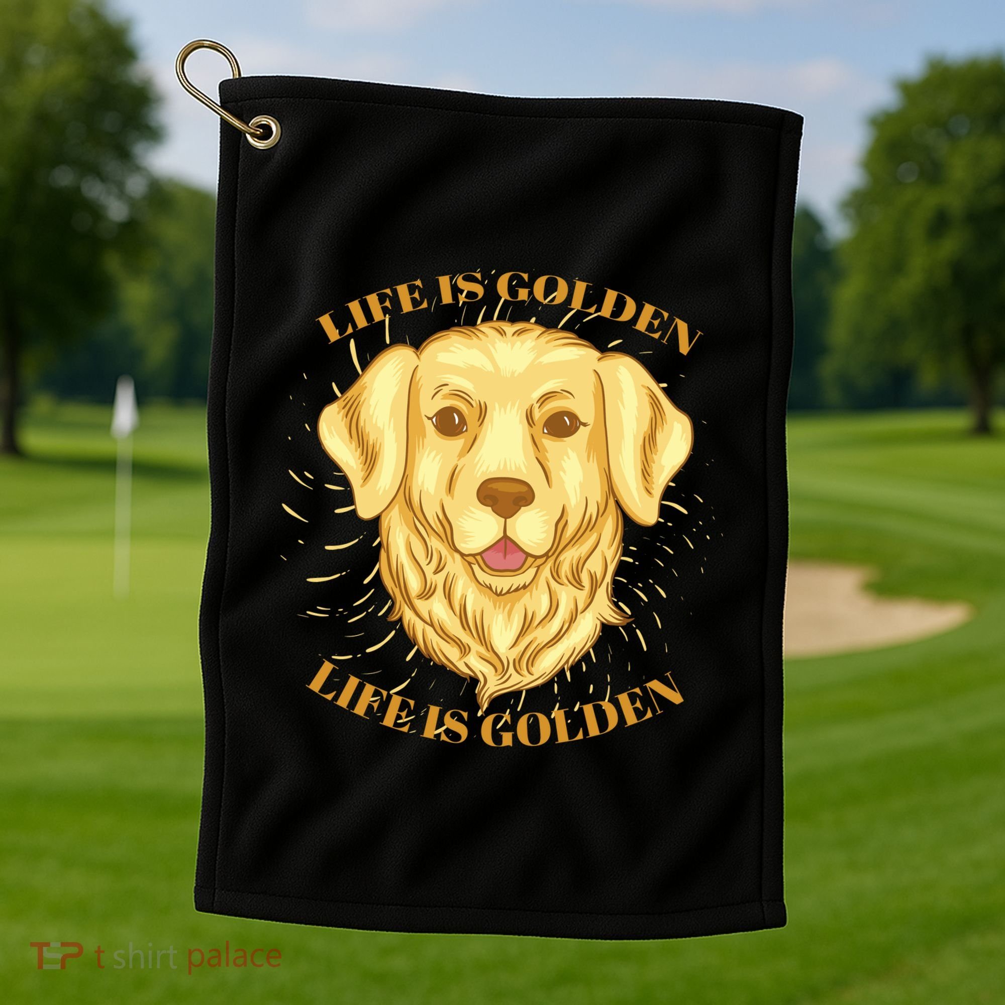 Life Is Golden Dog Golf Towel