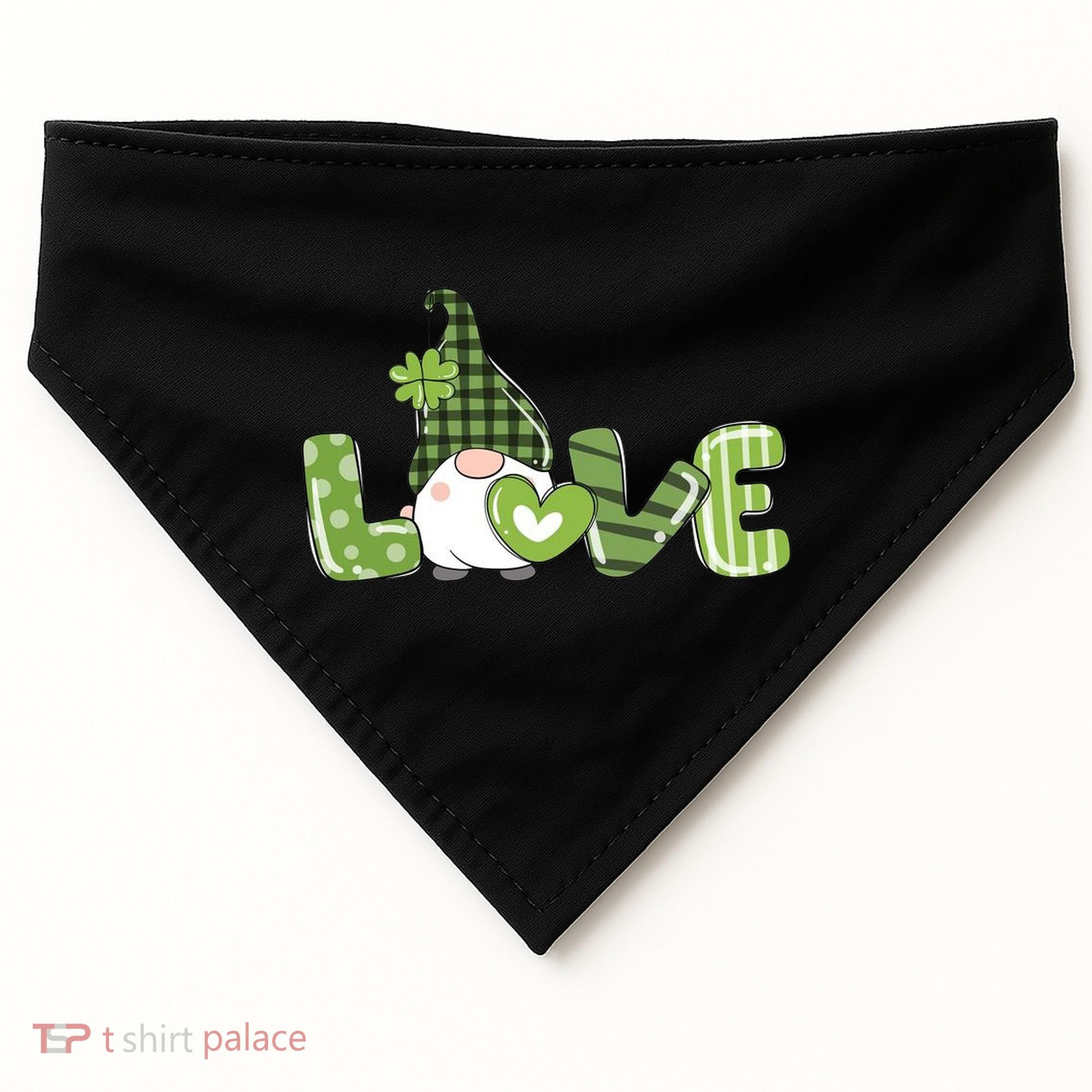 Love Irish Gnome Cute St Patricks Day USA-Made Doggie Bandana