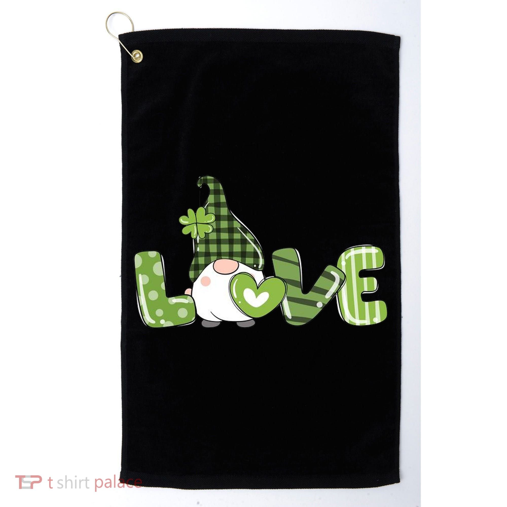 Love Irish Gnome Cute St Patricks Day Golf Towel