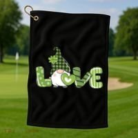 Love Irish Gnome Cute St Patricks Day Golf Towel thumb 1