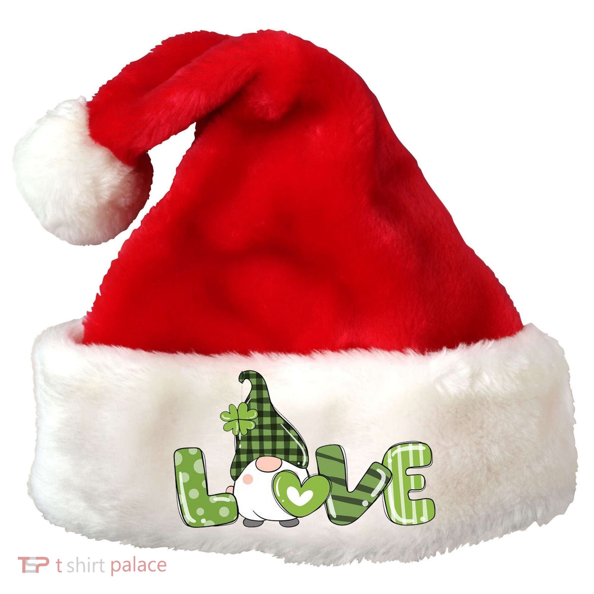 Love Irish Gnome Cute St Patricks Day Santa Hat