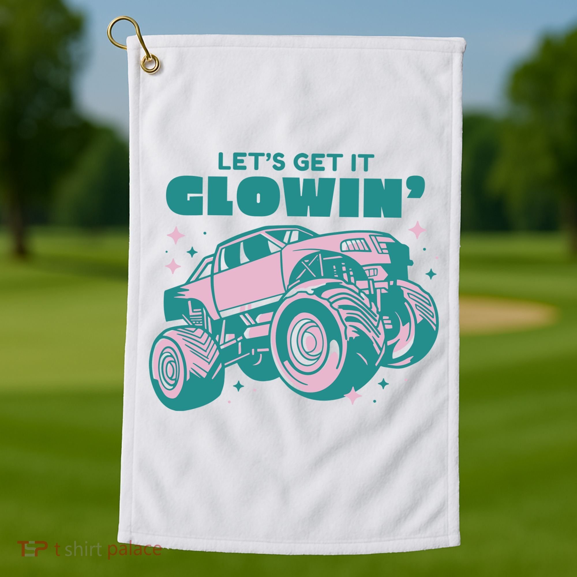 Let It Glowin Monster Truck Golf Towel