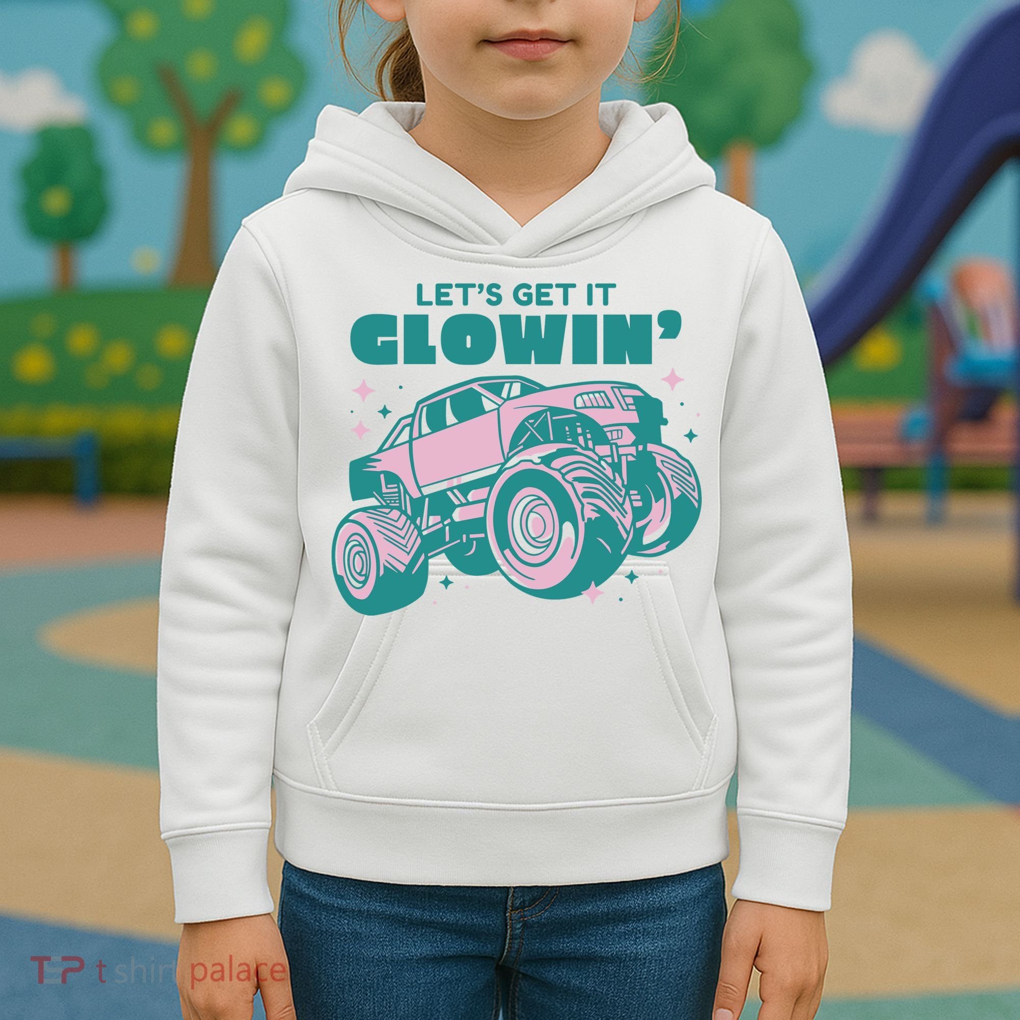 Let It Glowin Monster Truck Kids Hoodie