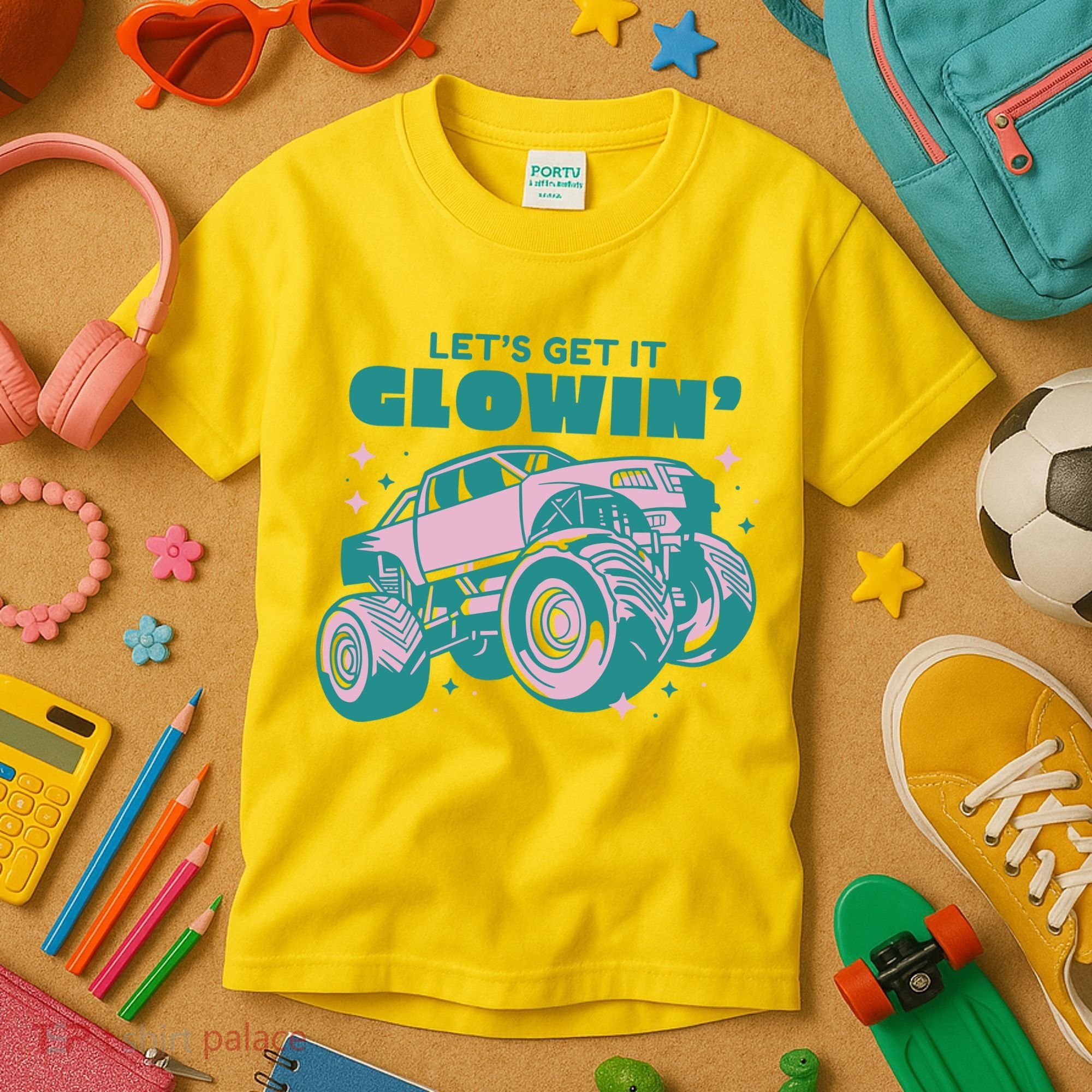 Let It Glowin Monster Truck Kids T-Shirt