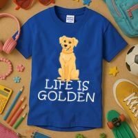 Life Is Golden Retriever Dog Gift Kids T-Shirt thumb 3