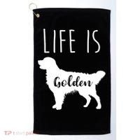 Life Is Golden Golden Retriever Cute Gift Golf Towel thumb 0