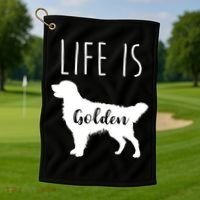 Life Is Golden Golden Retriever Cute Gift Golf Towel thumb 1