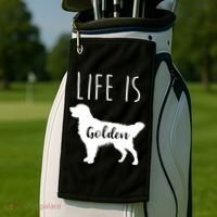 Life Is Golden Golden Retriever Cute Gift Golf Towel thumb 2