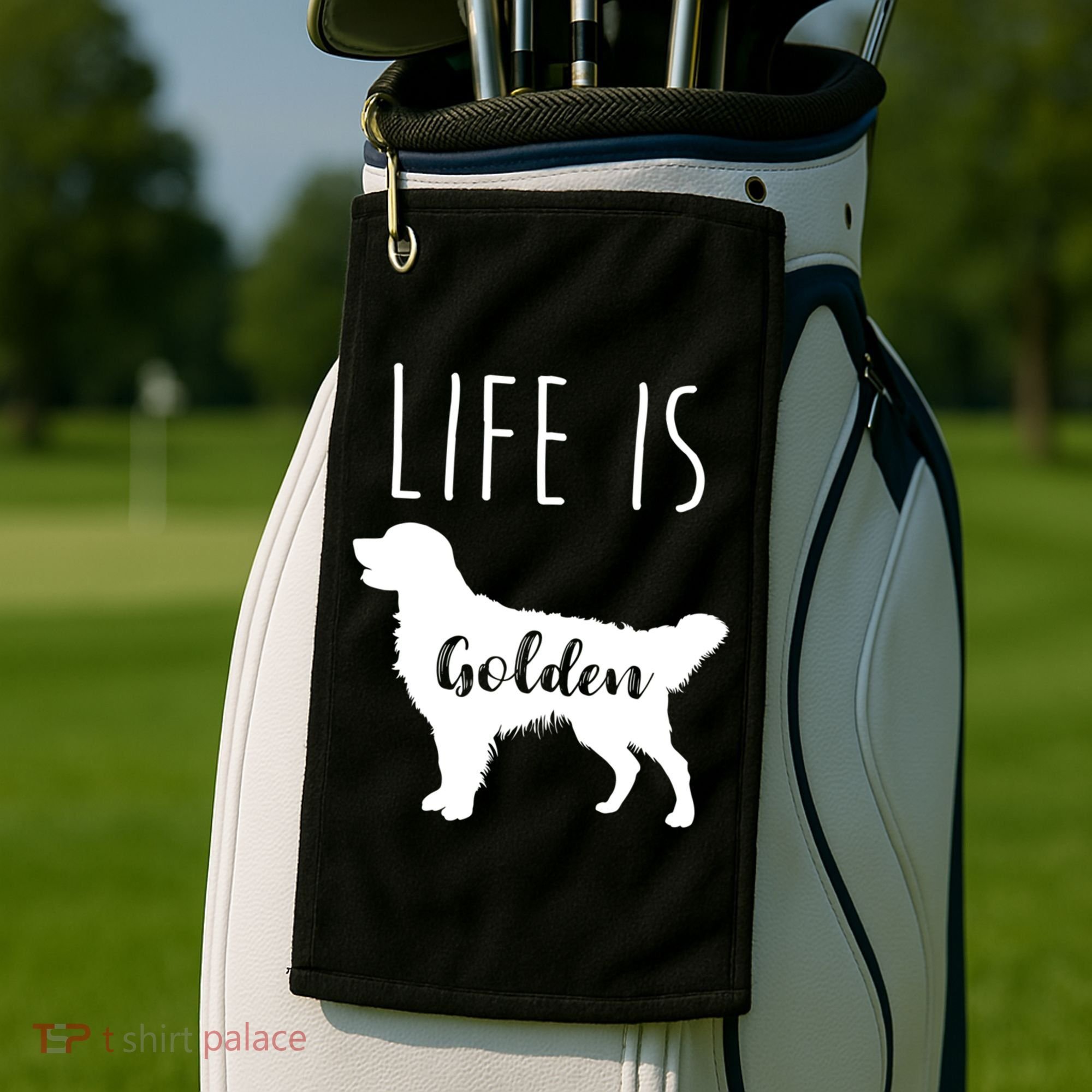 Life Is Golden Golden Retriever Cute Gift Golf Towel
