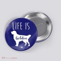 Life Is Golden Golden Retriever Cute Gift Button thumb 0