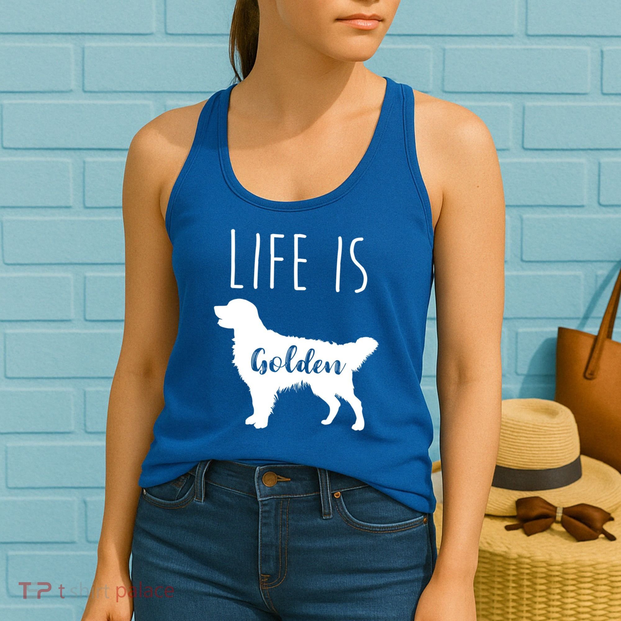 Life Is Golden Golden Retriever Cute Gift Women's Tank Top
