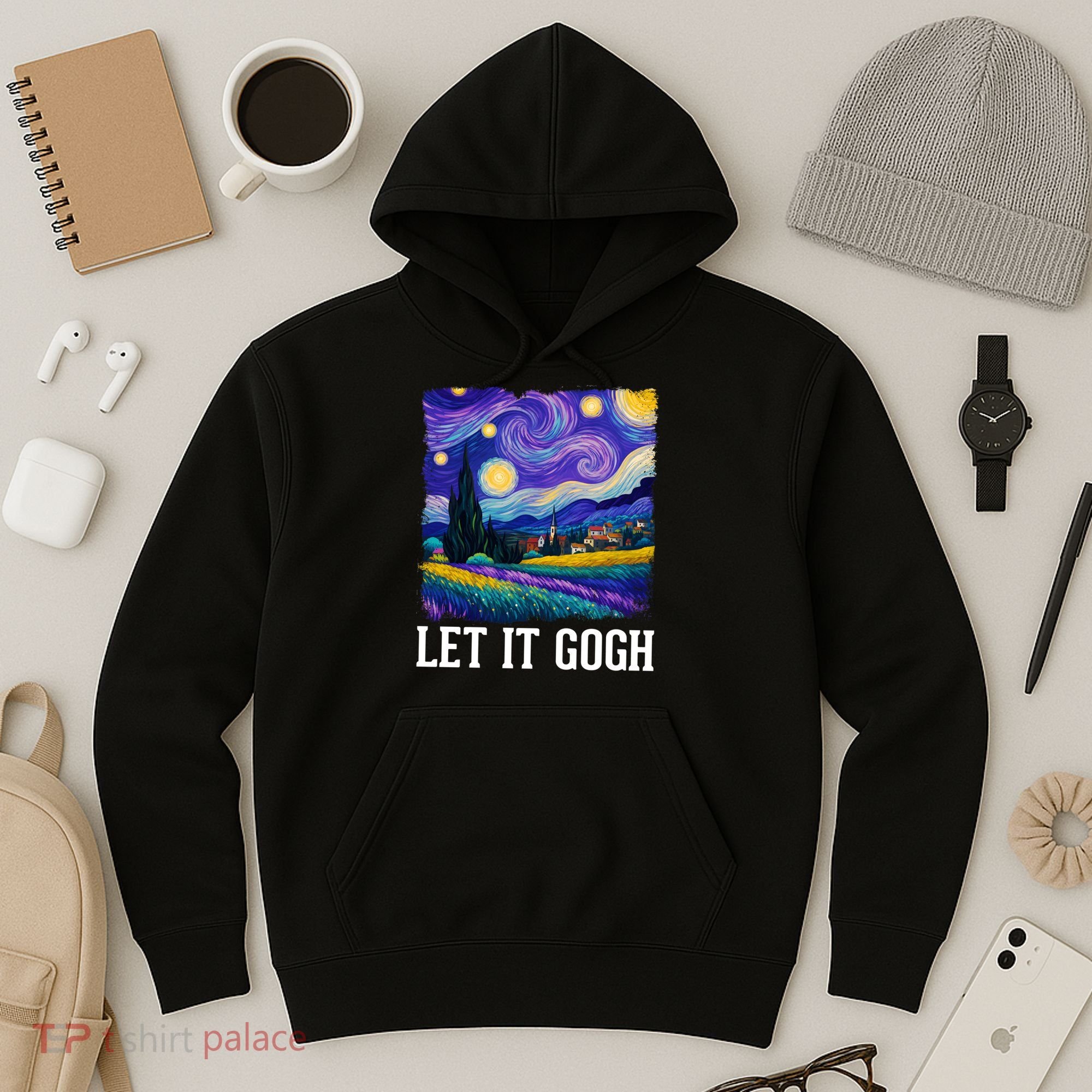 Let It Gogh Funny Art Starry Night Hoodie