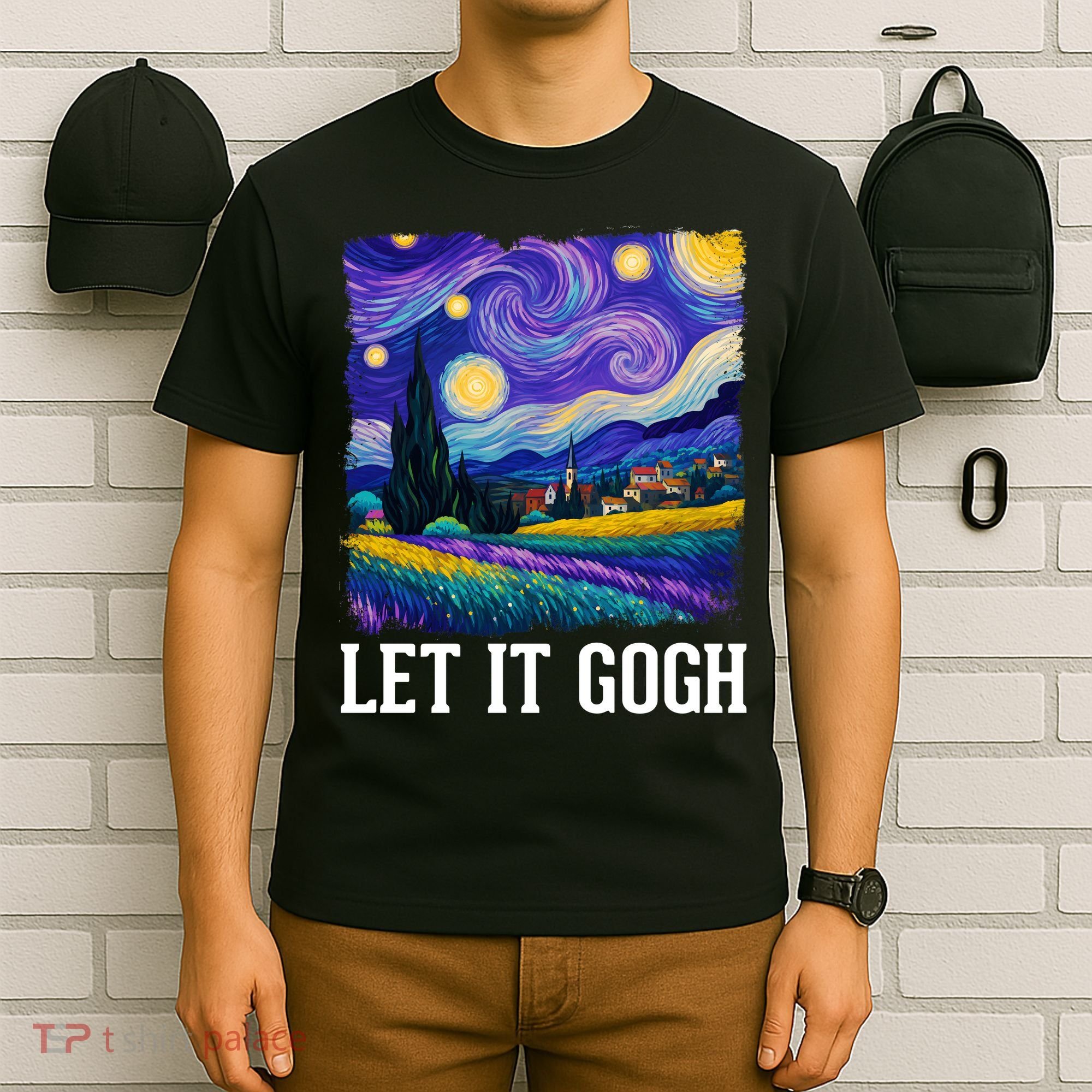 Let It Gogh Funny Art Starry Night T-Shirt
