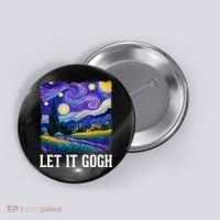 Let It Gogh Funny Art Starry Night Button thumb 0