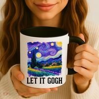 Let It Gogh Funny Art Starry Night Coffee Mug thumb 3