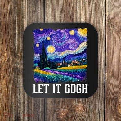 Let It Gogh Funny Art Starry Night Coaster
