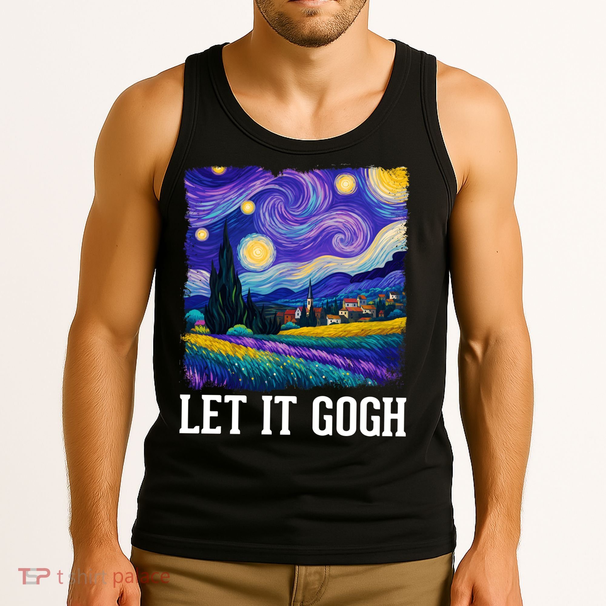 Let It Gogh Funny Art Starry Night Tank Top