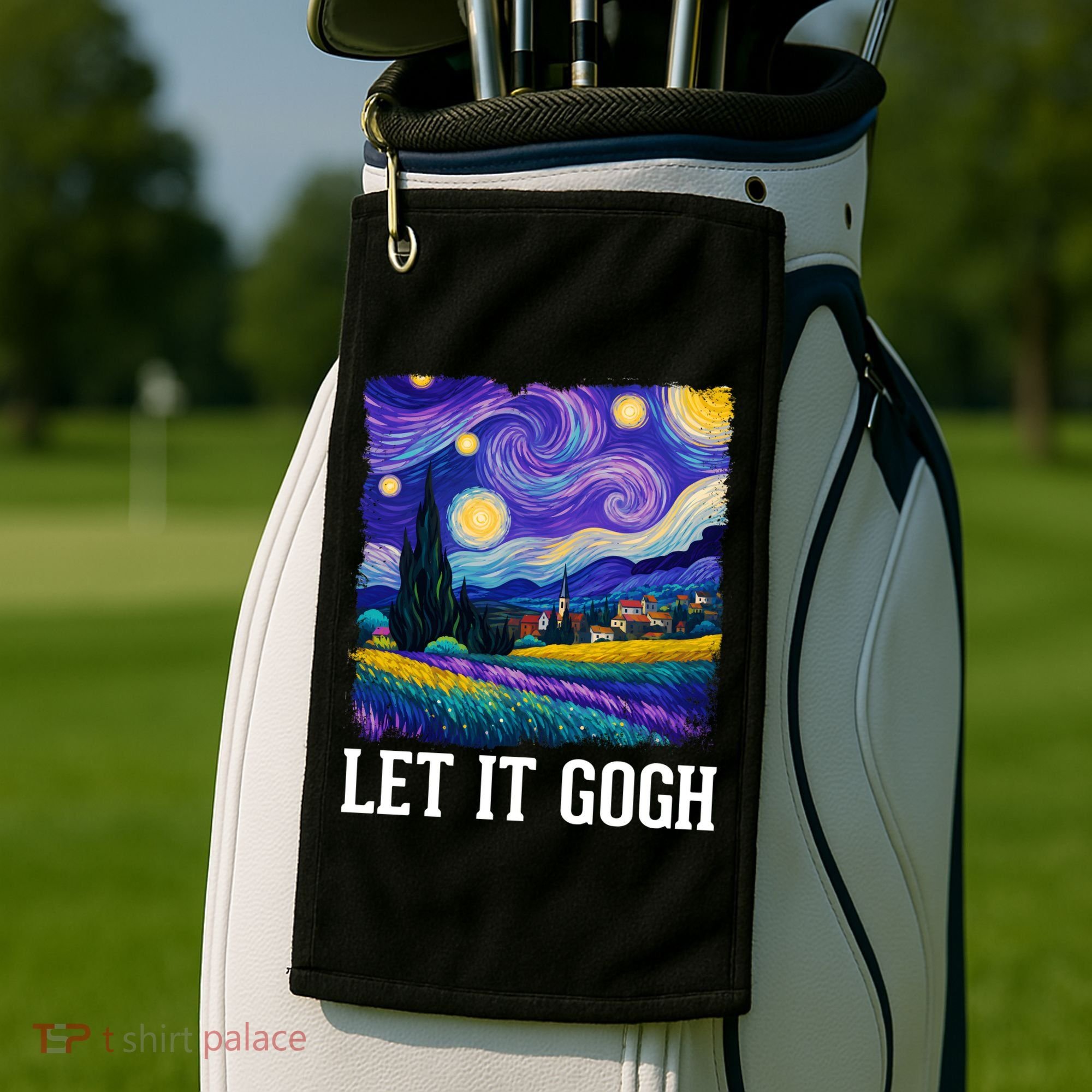 Let It Gogh Funny Art Starry Night Golf Towel