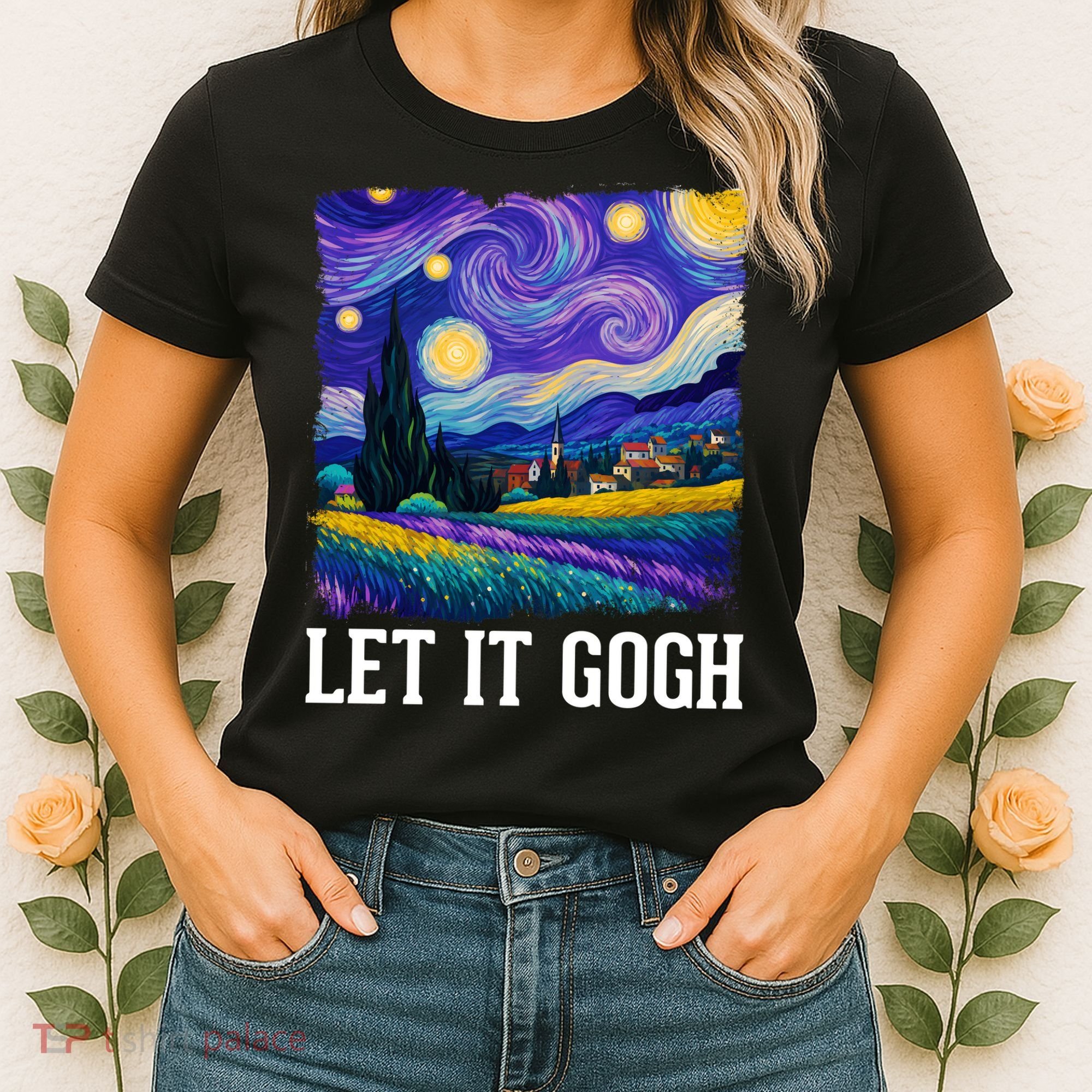 Let It Gogh Funny Art Starry Night Women's T-Shirt