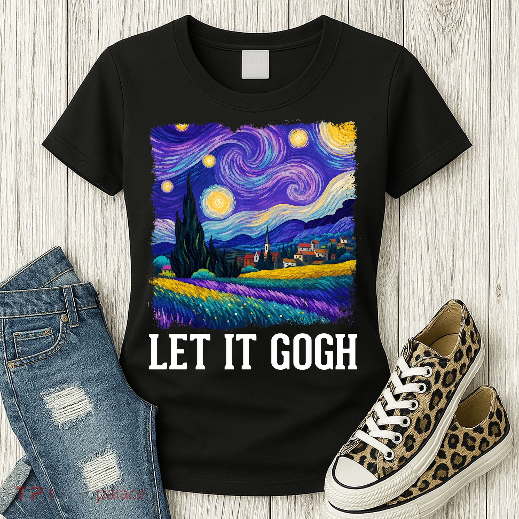 Let It Gogh Funny Art Starry Night Women's T-Shirt