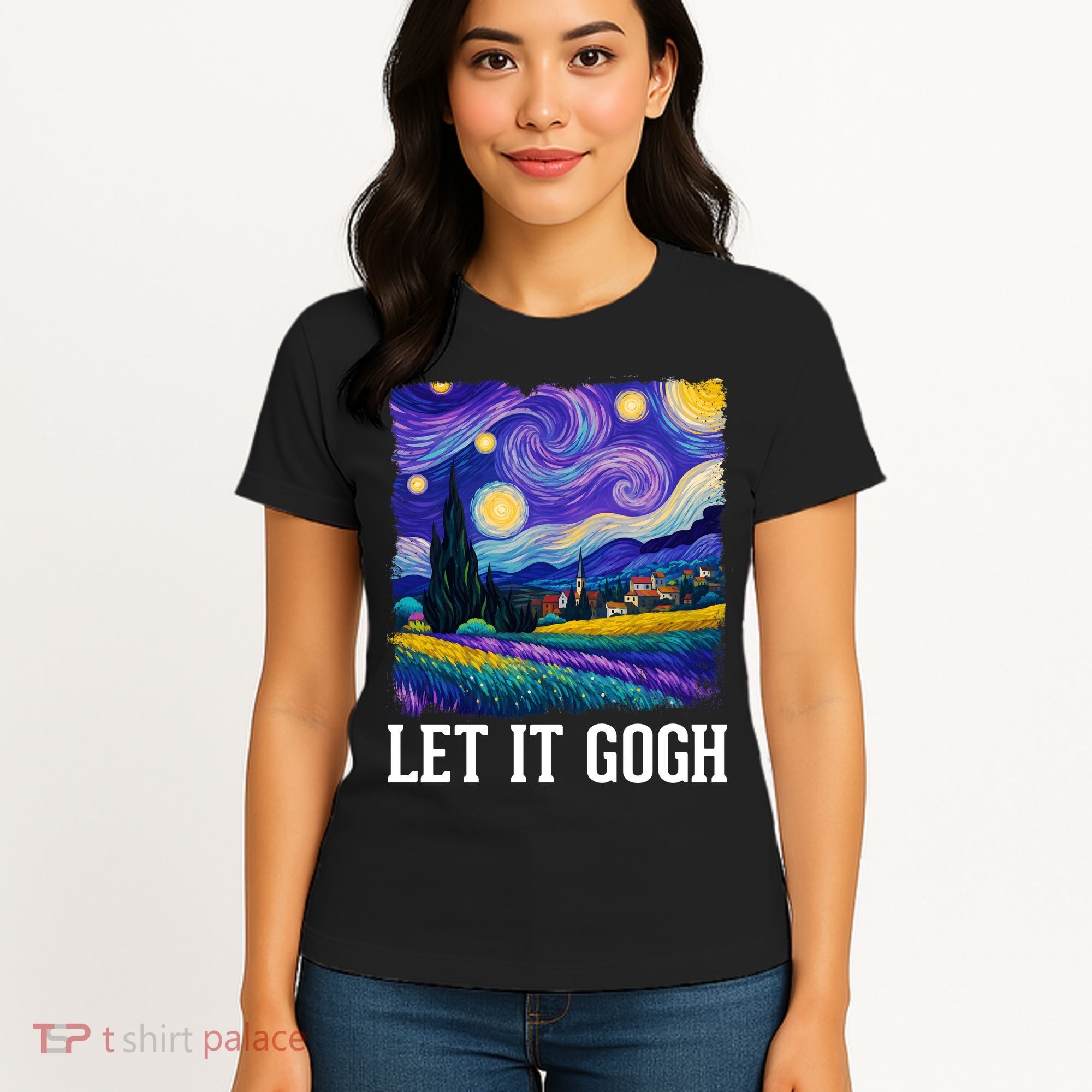 Let It Gogh Funny Art Starry Night Women's T-Shirt