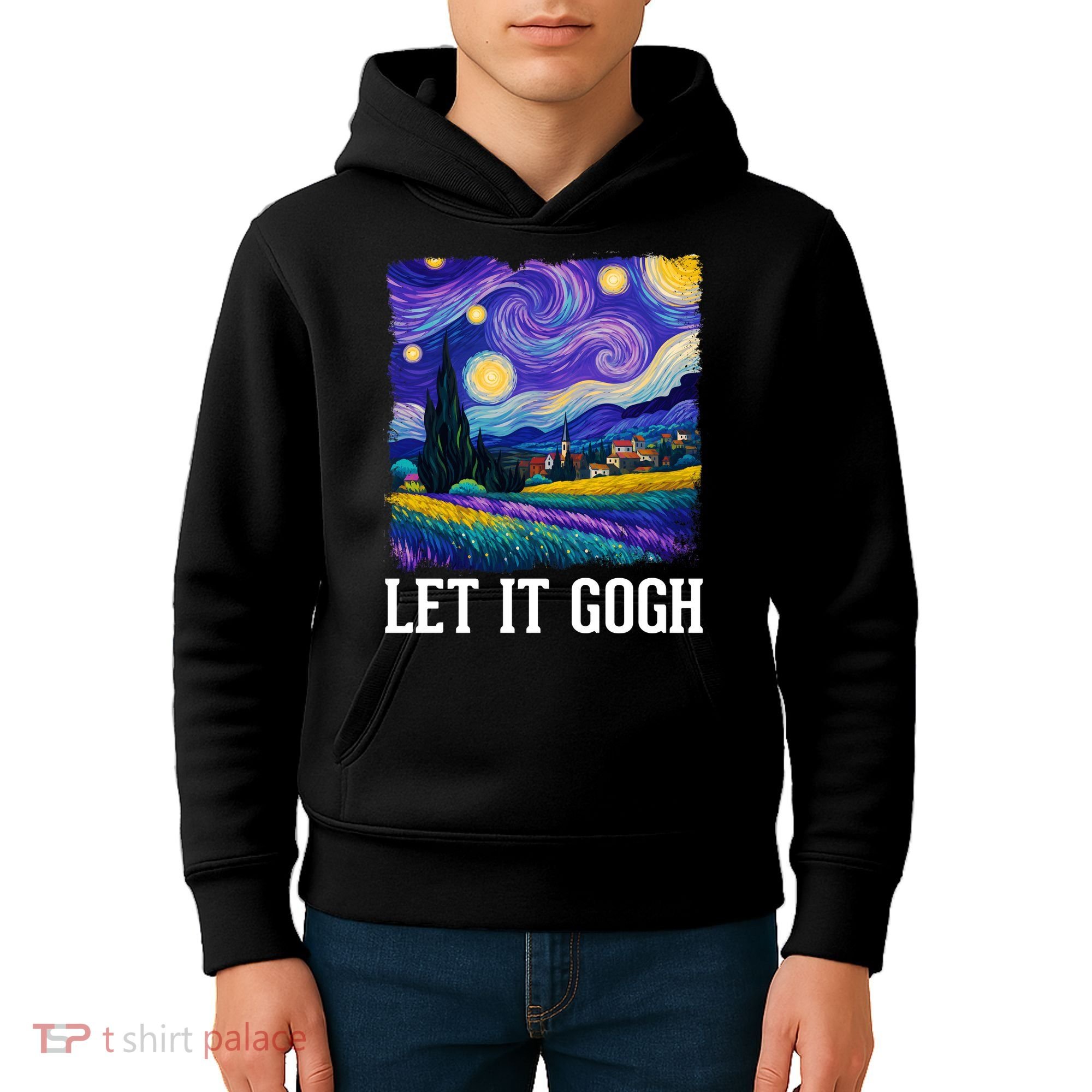 Let It Gogh Funny Art Starry Night Kids Hoodie