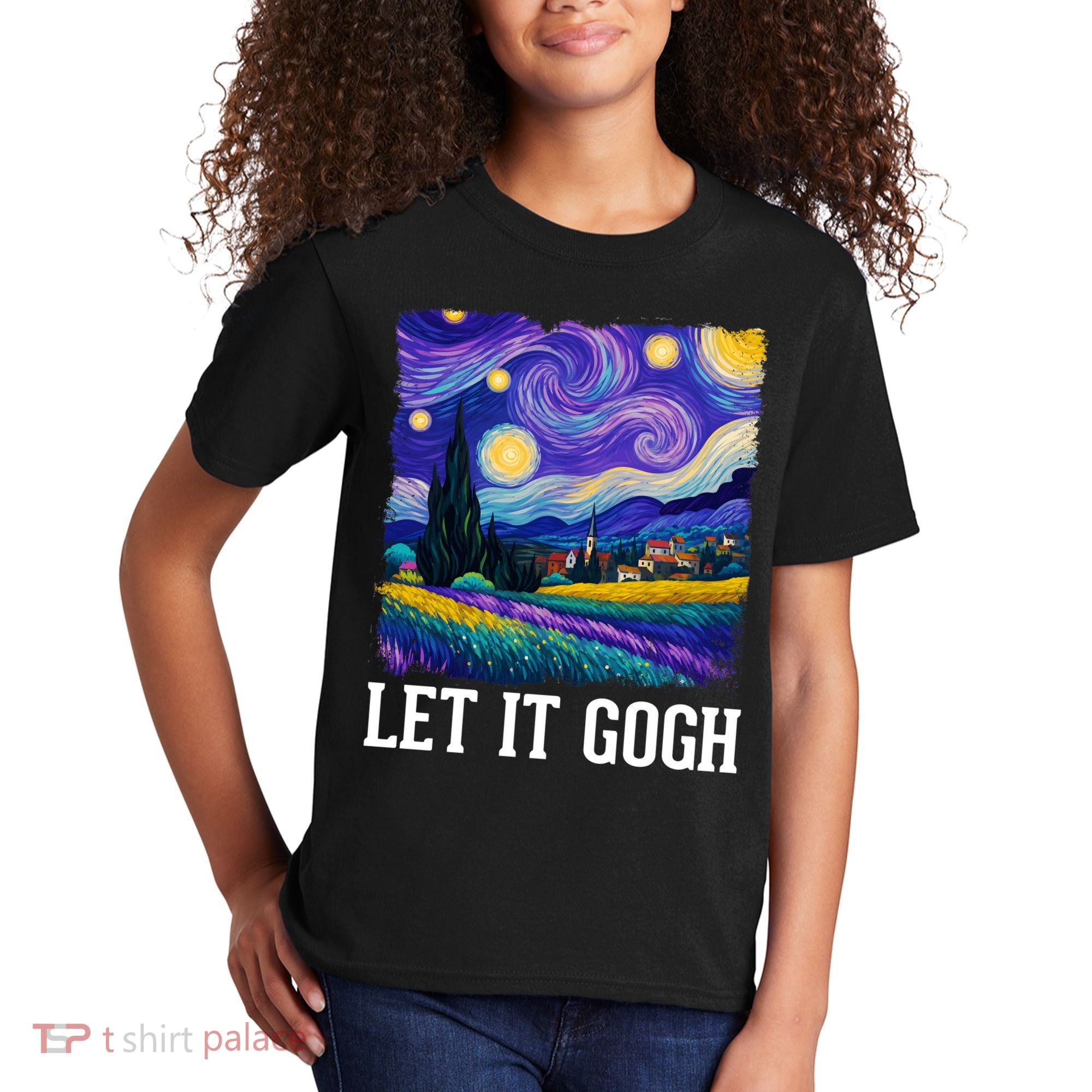 Let It Gogh Funny Art Starry Night Kids T-Shirt