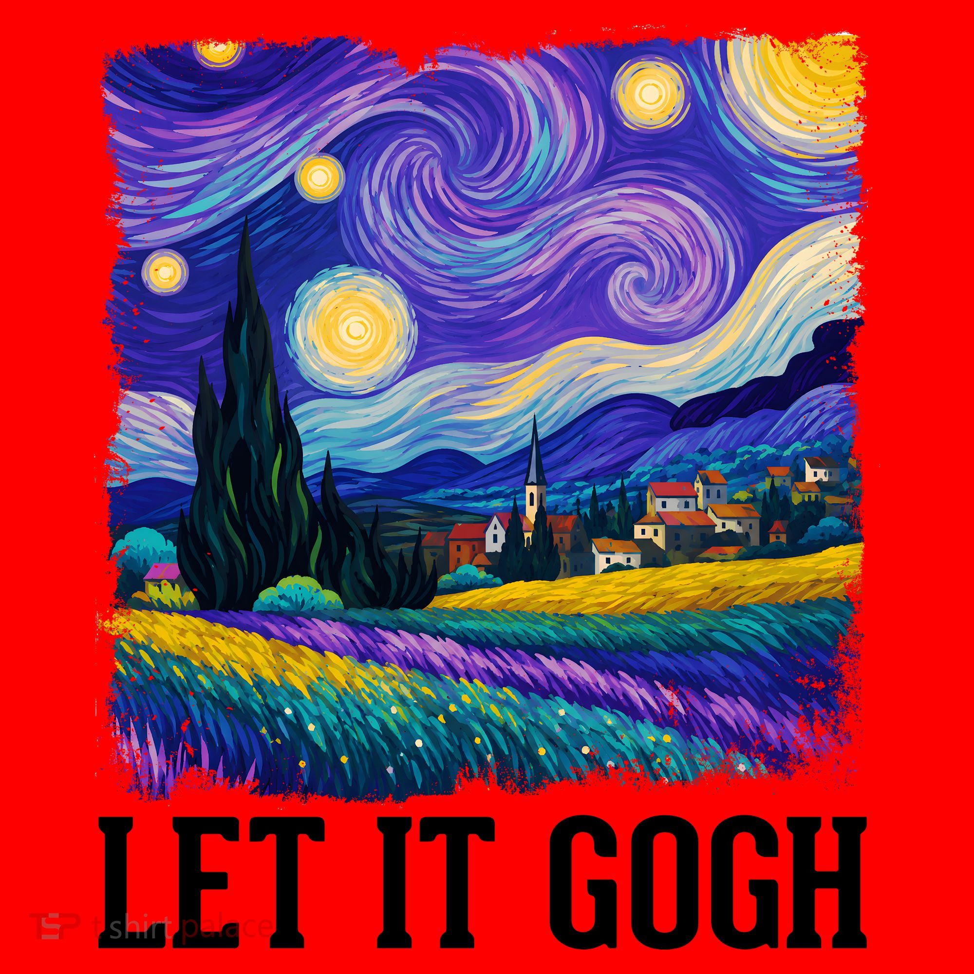 Let It Gogh Funny Art Starry Night Santa Hat