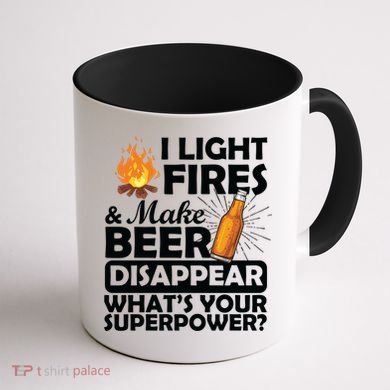 Light Fires Make Beer Disappear Superpower  Coffee Mug back