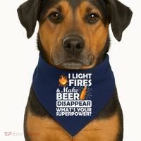 Light Fires Make Beer Disappear Superpower  USA-Made Doggie Bandana thumb 1