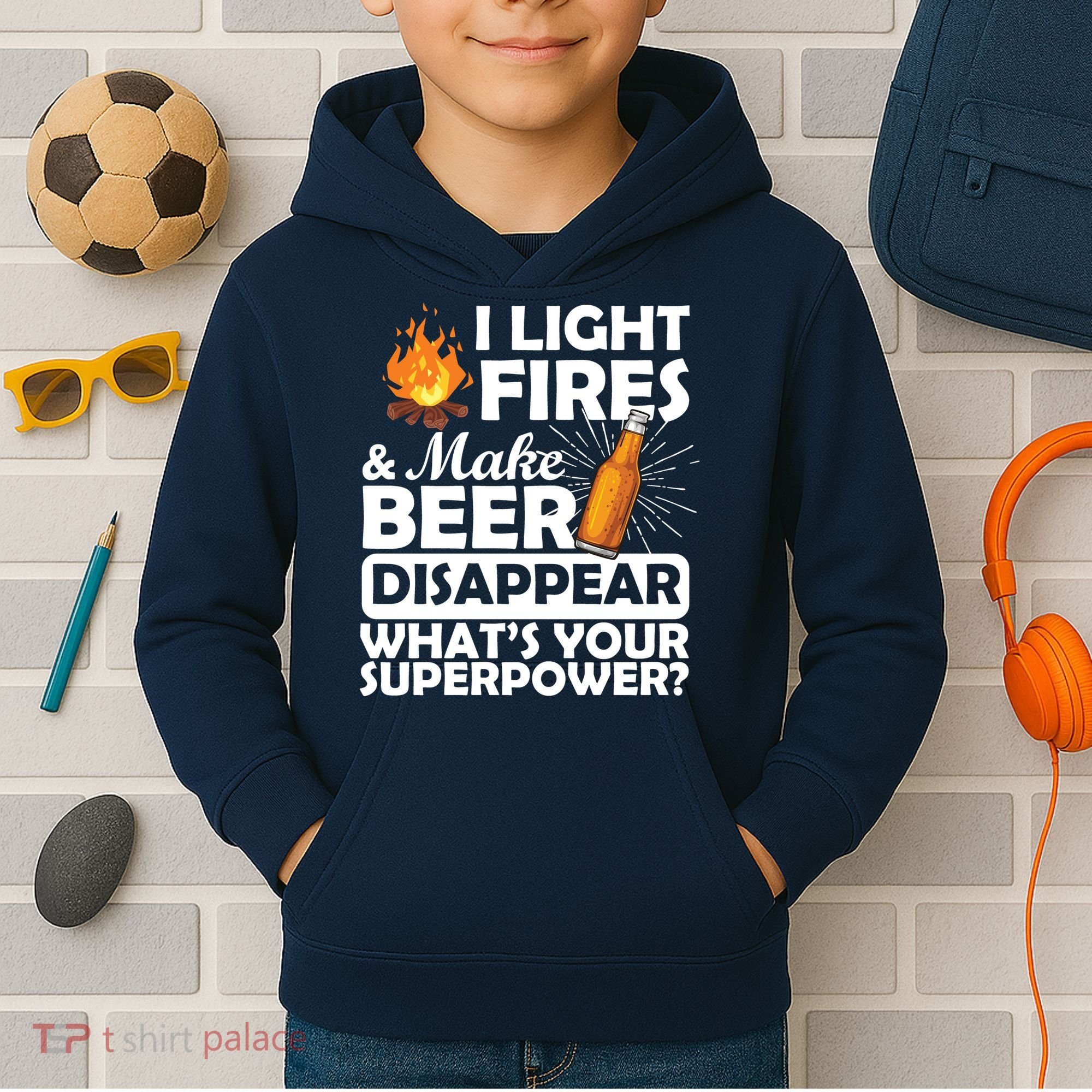 Light Fires Make Beer Disappear Superpower  Kids Hoodie