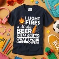 Light Fires Make Beer Disappear Superpower  Kids T-Shirt thumb 3