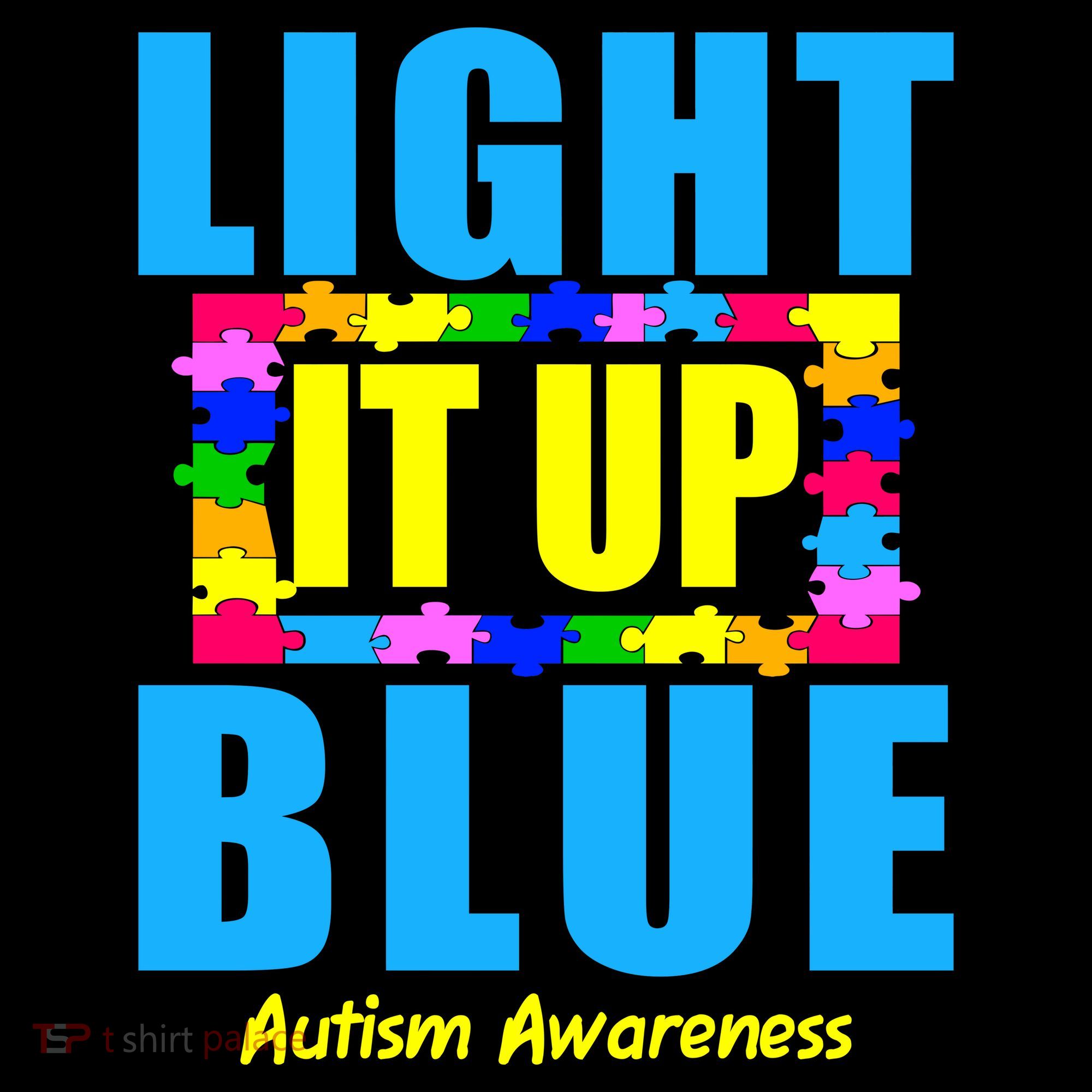 Light It Up Blue Autism Awareness Puzzle Pieces Backpack